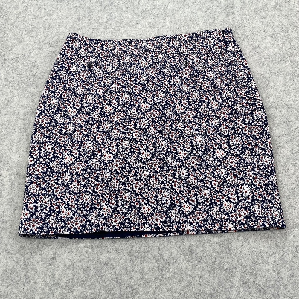 Banana Republic Skirt Womens 0 Blue Floral Knit Pencil Short Lined Work Office